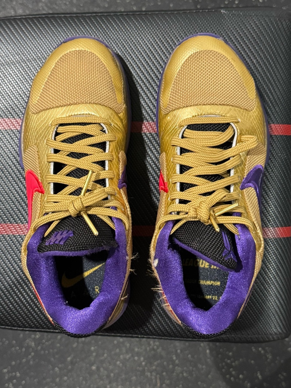 Undefeated x Nike Kobe 5 Protro Sneakers with Purple & Red Accents
